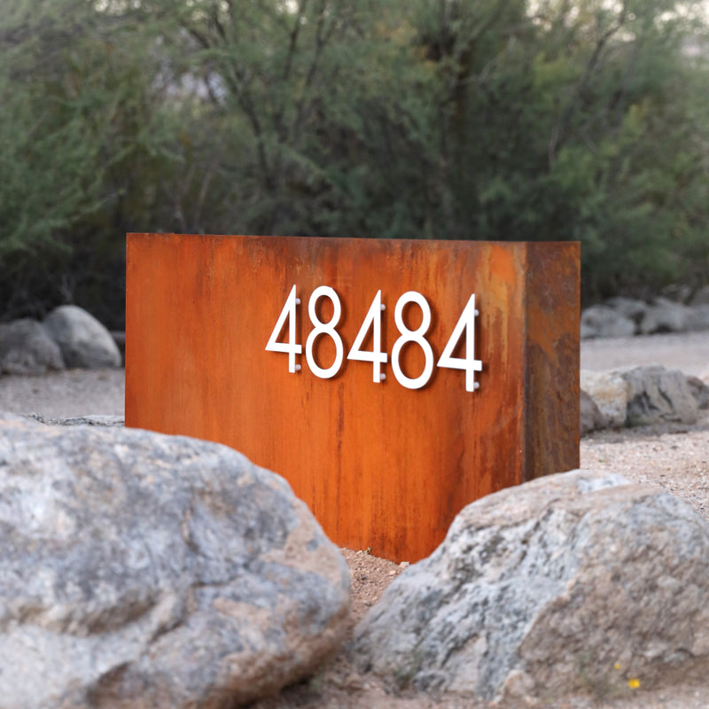 Load image into Gallery viewer, Patina Metal Address Sign | Modern House Numbers | Custom Yard Sign | Rustic | Address Plate