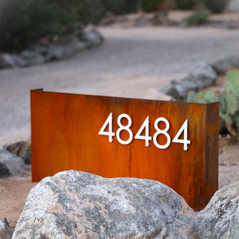 Load image into Gallery viewer, Patina Metal Address Sign | Modern House Numbers | Custom Yard Sign | Rustic | Address Plate