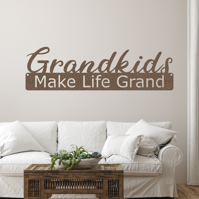 Load image into Gallery viewer, Grandkids Make Life Grand Metal Sign, Grandparent Wall Decor, Metal Grandparent Sign, Family Decor, Grandparents Gift, Grandchildren Sign,