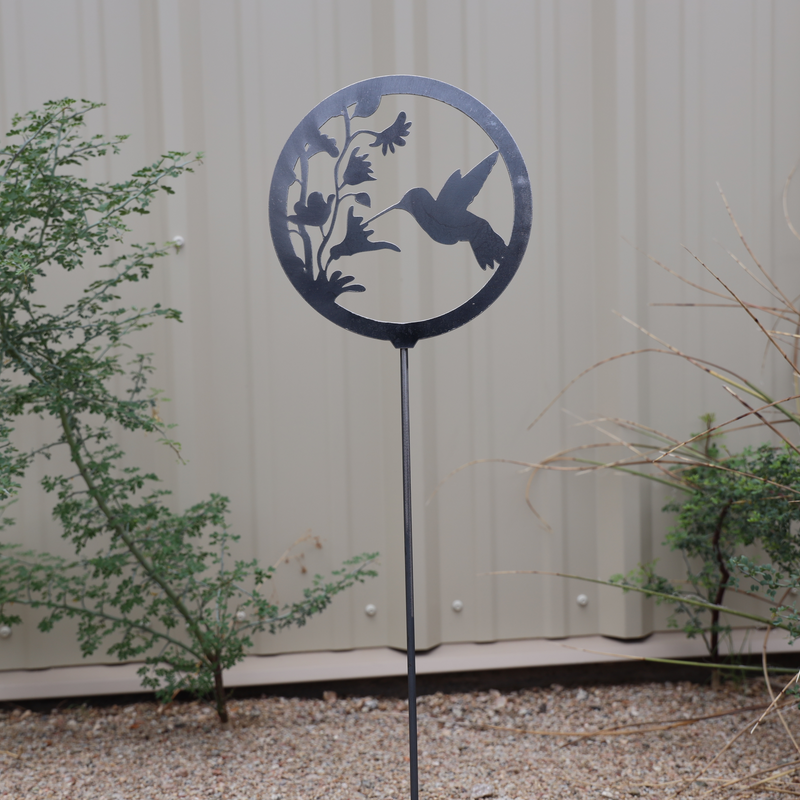 Load image into Gallery viewer, Hummingbird Garden Stake | Metal Hummingbird Garden Stake | Hummingbird Flowers Steel