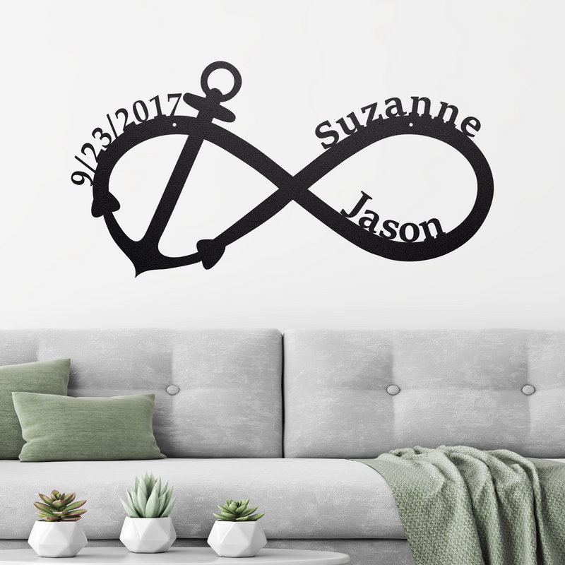 Load image into Gallery viewer, Personalized Infinity Anchor | Nautical Decor | Personalized Anchor Sign