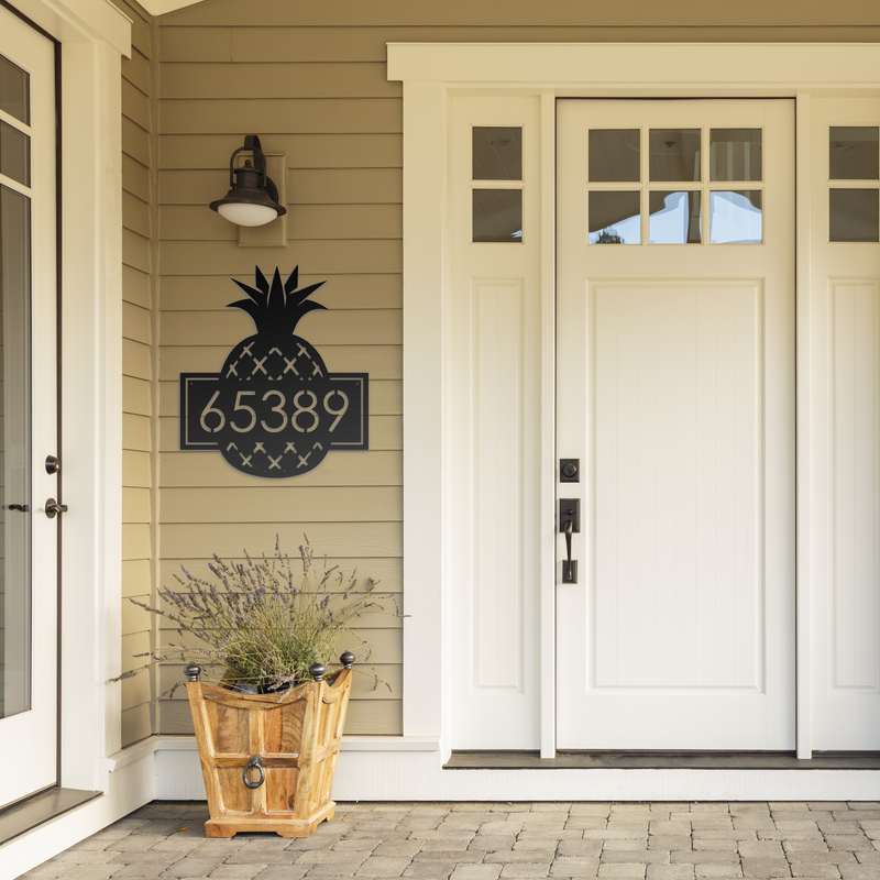 Load image into Gallery viewer, Modern Metal Pineapple Address Sign | Custom Pineapple Metal Address Sign | Pineapple Address Sign | Pine Apple | Steel Address Sign