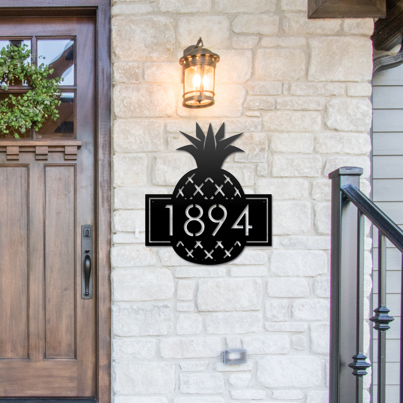 Load image into Gallery viewer, Modern Metal Pineapple Address Sign | Custom Pineapple Metal Address Sign | Pineapple Address Sign | Pine Apple | Steel Address Sign