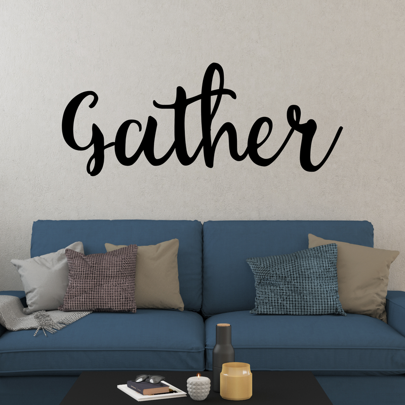 Load image into Gallery viewer, Gather Metal Sign | Gather Sign | Cursive Metal Sign | Family Room Decor | Gather Sign Metal | Gather Word Art | Metal Word Art