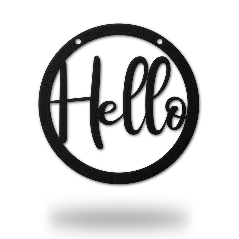 Load image into Gallery viewer, Metal Hello Sign | Hello Sign | Metal Sign | Outdoor Metal Sign | Hello Calligraphy Décor | Rustic Word Art Sign | Hello Metal Door Hanger