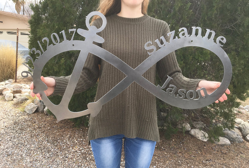 Load image into Gallery viewer, Personalized Infinity Anchor | Nautical Decor | Personalized Anchor Sign