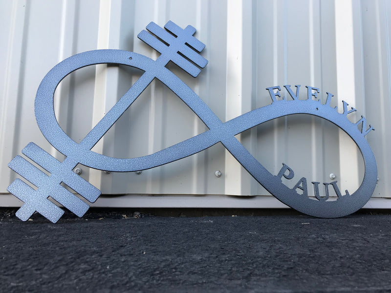 Load image into Gallery viewer, Personalized Infinity Gym | Personalized Gym Sign | Gym Sign | Infinity barbell | Metal Infinity Sign