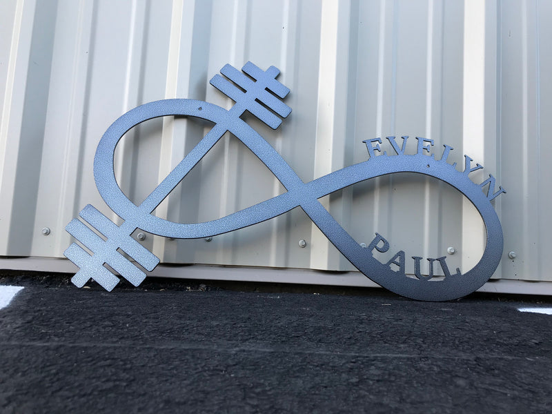 Load image into Gallery viewer, Personalized Infinity Gym | Personalized Gym Sign | Gym Sign | Infinity barbell | Metal Infinity Sign