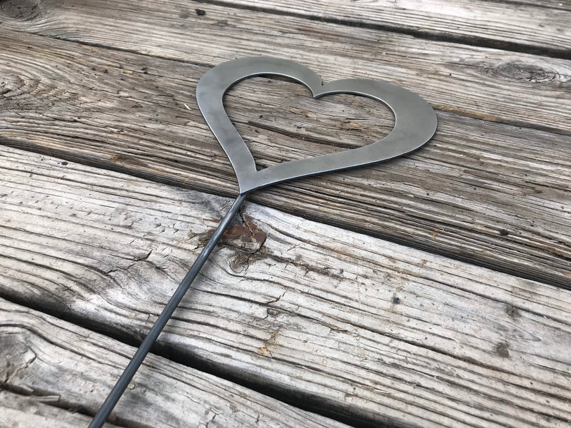 Load image into Gallery viewer, Heart Garden Stake | Metal Heart Garden Stake | Steel Garden Stake | Steel Gardening Décor | Heart