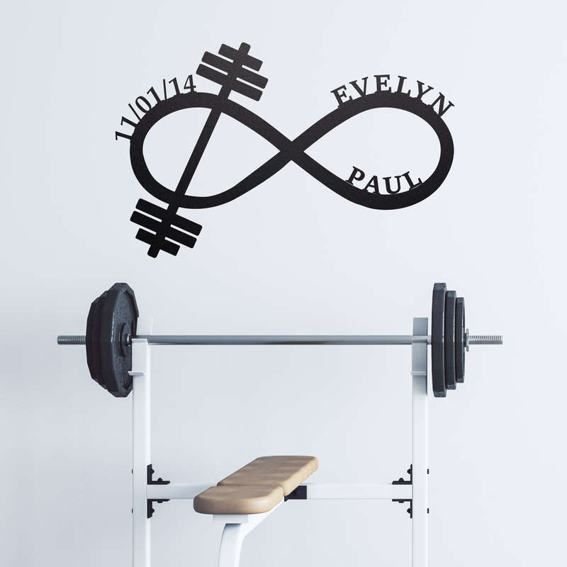 Load image into Gallery viewer, Personalized Infinity Gym | Personalized Gym Sign | Gym Sign | Infinity barbell | Metal Infinity Sign