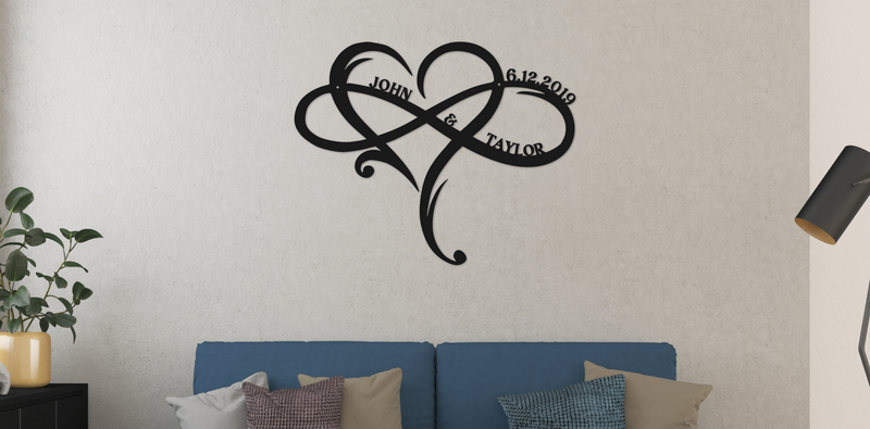 Load image into Gallery viewer, Infinity Heart Metal Sign | Infinity Sign Metal Wall | Art Metal Infinity Symbol | Heart Rustic Modern Wall Decor Wall Sign Wedding Gifts