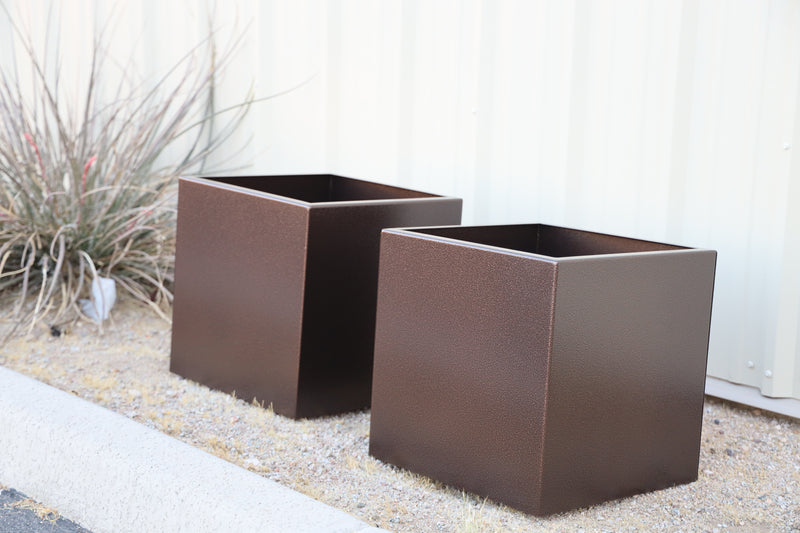 Load image into Gallery viewer, Square Metal Planter | Minimalist Outdoor Planter Box | Modern Garden Planter
