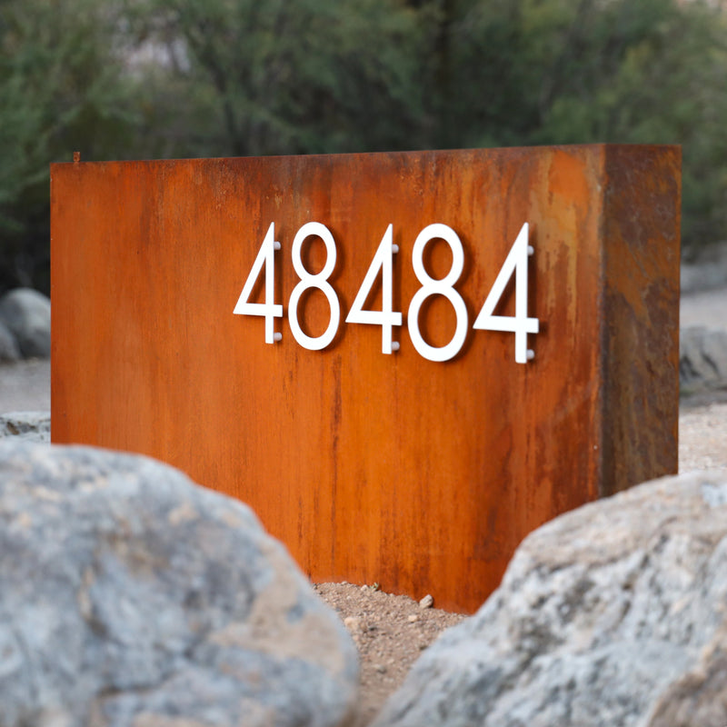 Load image into Gallery viewer, Patina Metal Address Sign | Modern House Numbers | Custom Yard Sign | Rustic | Address Plate
