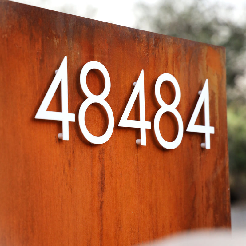 Load image into Gallery viewer, Patina Metal Address Sign | Modern House Numbers | Custom Yard Sign | Rustic | Address Plate
