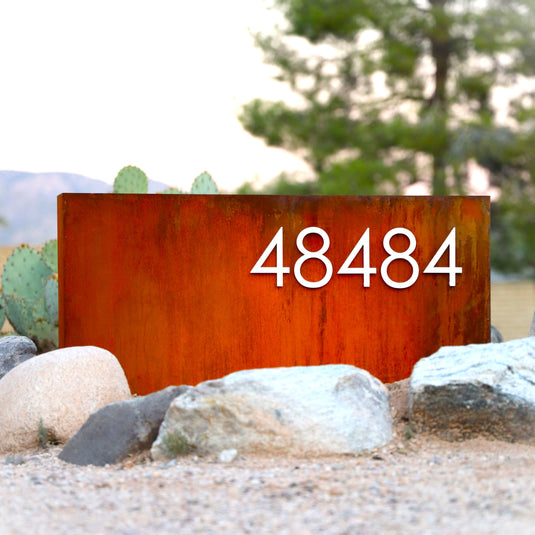 Patina Metal Address Sign | Modern House Numbers | Custom Yard Sign | Rustic | Address Plate
