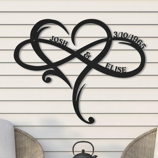 Infinity Heart Metal Sign | Infinity Sign Metal Wall | Art Metal Infinity Symbol | Heart Rustic Modern Wall Decor Wall Sign Wedding Gifts