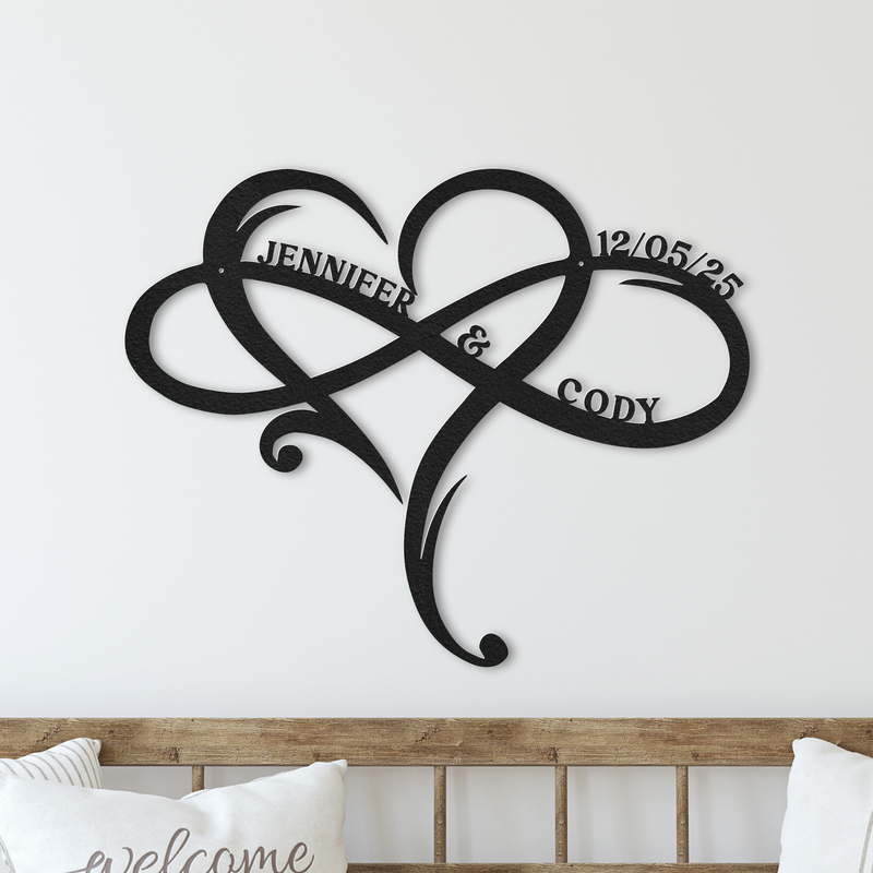 Load image into Gallery viewer, Infinity Heart Metal Sign | Infinity Sign Metal Wall | Art Metal Infinity Symbol | Heart Rustic Modern Wall Decor Wall Sign Wedding Gifts

