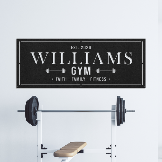 Home Gym Sign with Barbells