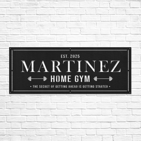 Home Gym Sign with Barbells