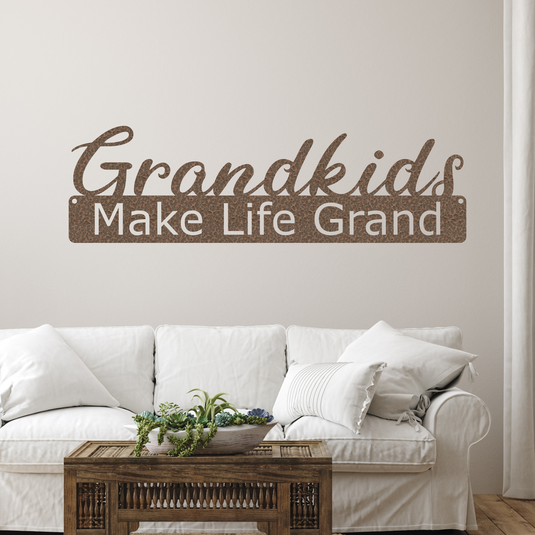 Grandkids Make Life Grand Metal Sign, Grandparent Wall Decor, Metal Grandparent Sign, Family Decor, Grandparents Gift, Grandchildren Sign,