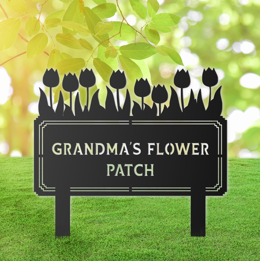 Personalized Flower Garden Sign with Stakes