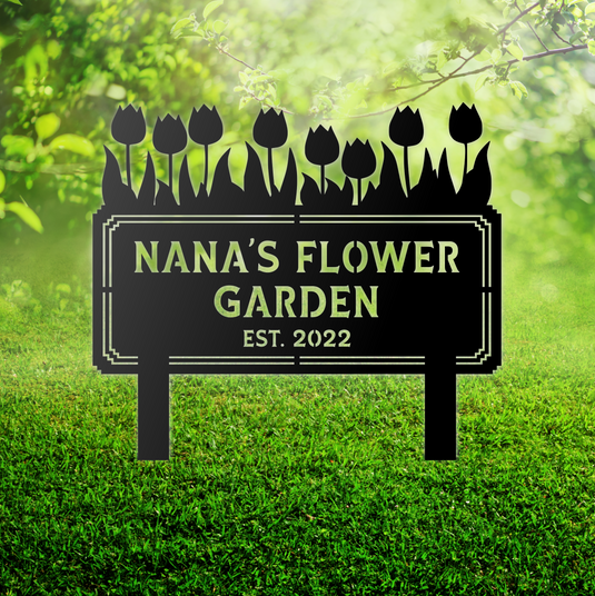 Personalized Flower Garden Sign with Stakes