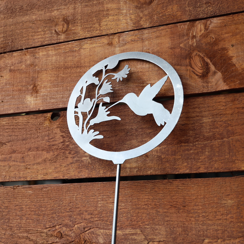 Load image into Gallery viewer, Hummingbird Garden Stake | Metal Hummingbird Garden Stake | Hummingbird Flowers Steel
