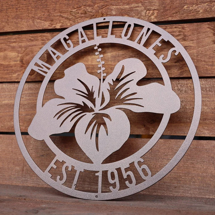 Hibiscus Metal Sign
