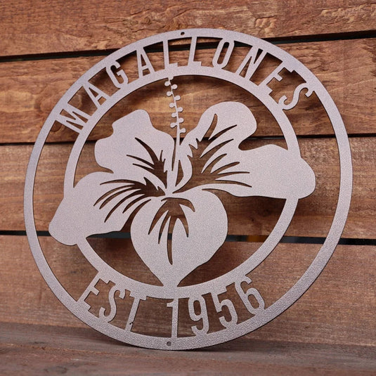 Hibiscus Metal Sign