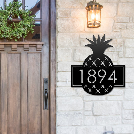 Modern Metal Pineapple Address Sign | Custom Pineapple Metal Address Sign | Pineapple Address Sign | Pine Apple | Steel Address Sign
