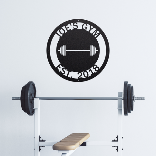 Circle Barbell Gym Sign