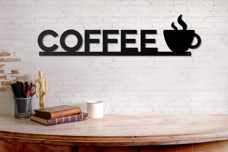 Load image into Gallery viewer, Coffee Metal Sign | Coffee Bar Sign | Modern Metal Coffee Sign | Coffee Decor | Custom Coffee Sign

