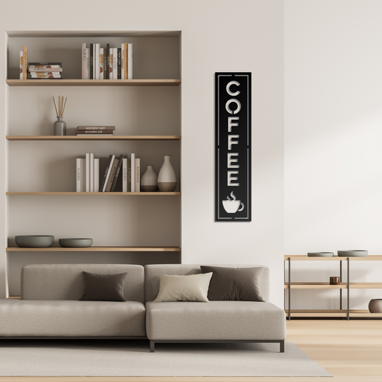 Vertical Coffee Metal Sign | Coffee Bar Sign | Modern Metal Coffee Sign Vertical | Coffee Decor | Custom Coffee Sign