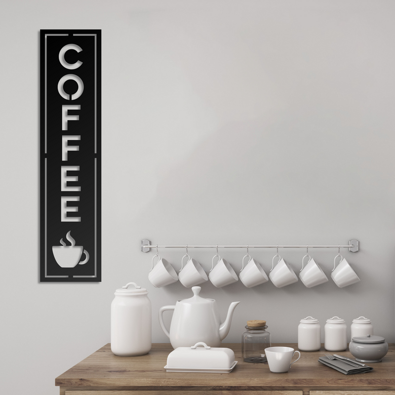 Load image into Gallery viewer, Vertical Coffee Metal Sign | Coffee Bar Sign | Modern Metal Coffee Sign Vertical | Coffee Decor | Custom Coffee Sign

