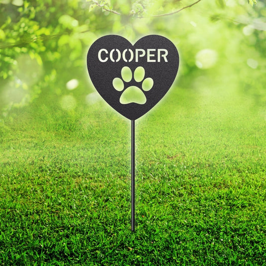 Personalized Paw Heart Garden Stake