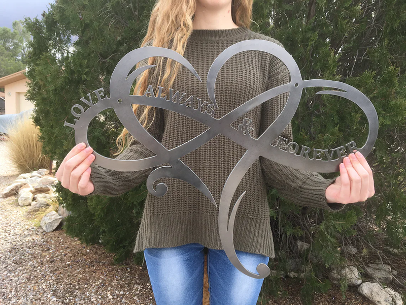 Load image into Gallery viewer, Infinity Heart Metal Sign | Infinity Sign Metal Wall | Art Metal Infinity Symbol | Heart Rustic Modern Wall Decor Wall Sign Wedding Gifts
