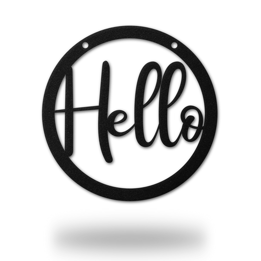 Metal Hello Sign | Hello Sign | Metal Sign | Outdoor Metal Sign | Hello Calligraphy Décor | Rustic Word Art Sign | Hello Metal Door Hanger