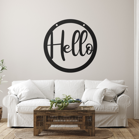 Metal Hello Sign | Hello Sign | Metal Sign | Outdoor Metal Sign | Hello Calligraphy Décor | Rustic Word Art Sign | Hello Metal Door Hanger