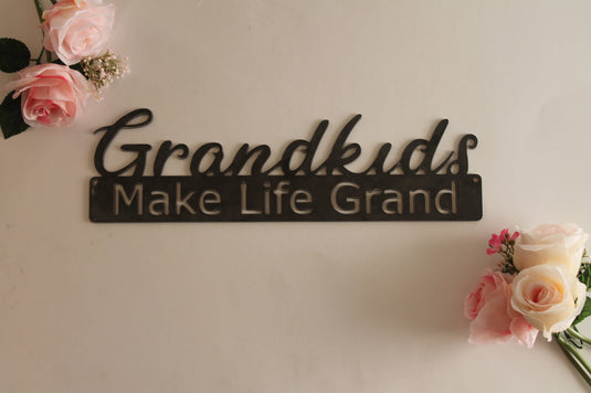 Grandkids Make Life Grand Metal Sign, Grandparent Wall Decor, Metal Grandparent Sign, Family Decor, Grandparents Gift, Grandchildren Sign,