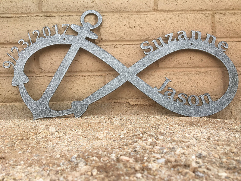 Load image into Gallery viewer, Personalized Infinity Anchor | Nautical Decor | Personalized Anchor Sign
