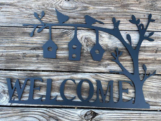 Metal Welcome Sign | Outdoor Welcome Sign | Bird Metal Sign | Wedding Gift | Outdoor Welcome Sign | Out Door Welcome Word Art