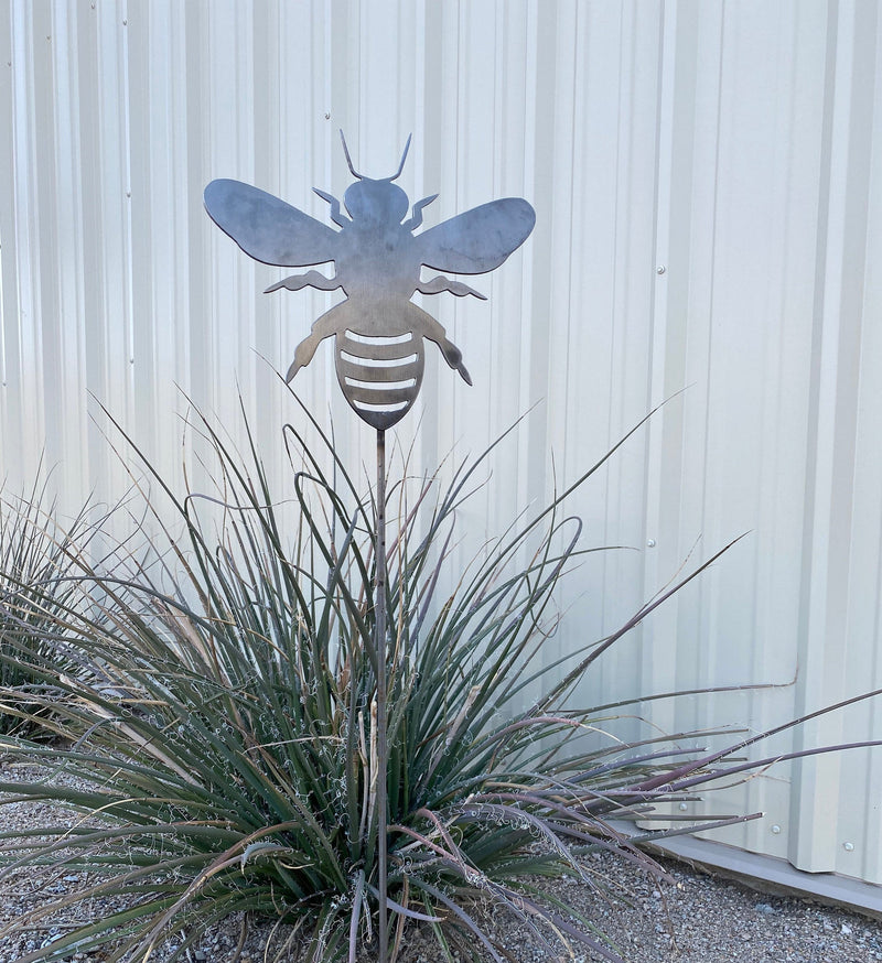 Load image into Gallery viewer, Bee Garden Stake | Metal Bee Garden Stake | Steel Garden Stake | Steel Gardening Décor | Honey Bee | Bumble Bee
