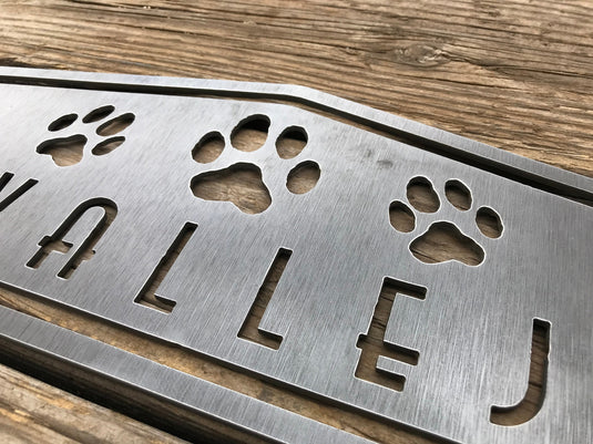 Personalized Metal Family Dog Sign | Metal House Number Dog Sign | Front Porch Sign | Address Sign | Metal Paw Prints Sign | Custom sign |