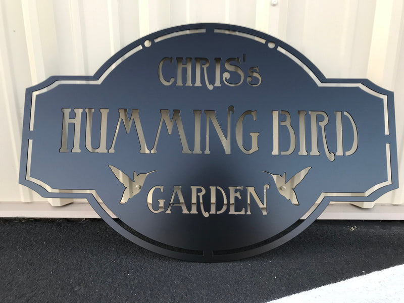 Load image into Gallery viewer, Personalized Garden Sign | Custom Metal Garden Sign | Humming Bird | Garden Sign, Personalized Sign
