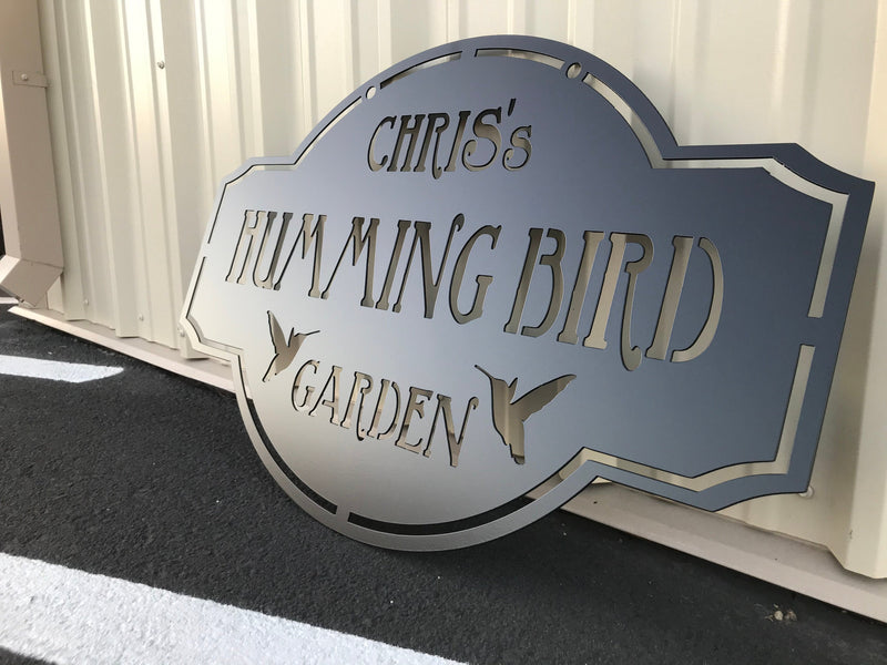 Load image into Gallery viewer, Personalized Garden Sign | Custom Metal Garden Sign | Humming Bird | Garden Sign, Personalized Sign
