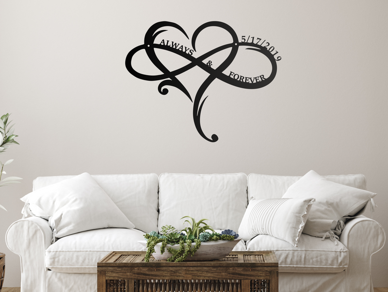 Load image into Gallery viewer, Infinity Heart Metal Sign | Infinity Sign Metal Wall | Art Metal Infinity Symbol | Heart Rustic Modern Wall Decor Wall Sign Wedding Gifts
