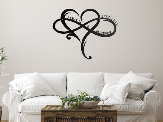 Infinity Heart Metal Sign | Infinity Sign Metal Wall | Art Metal Infinity Symbol | Heart Rustic Modern Wall Decor Wall Sign Wedding Gifts